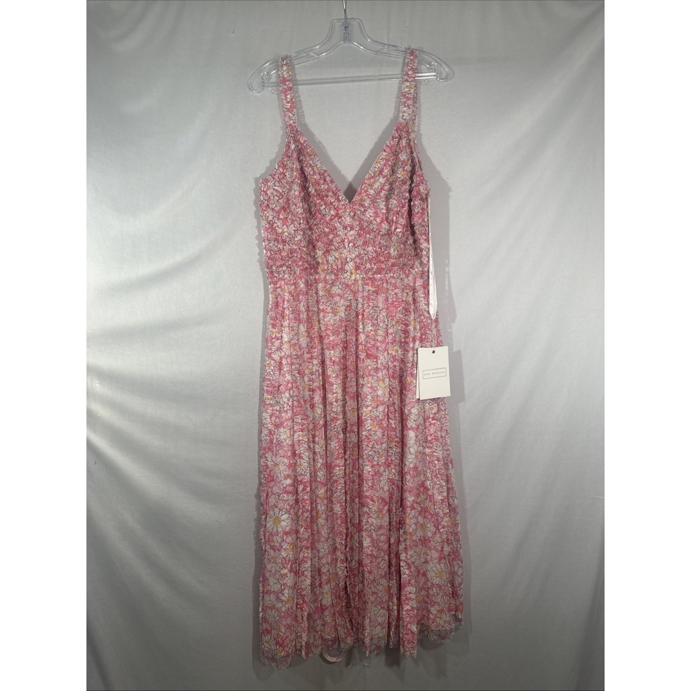 NWT Mac Duggal [ 12 ] 8012 Floral V-Neck Floral A line Midi Dress In Pink #S1938 - Picture 10 of 16